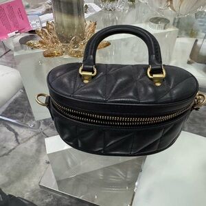 Coach Black Quilted Crossbody Top-Handle Bag with Gold Hardware
